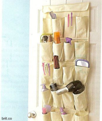 Over-the-door shoe organizer for bathroom items