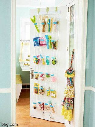 Over the door storage for kitchen utensils